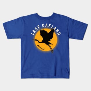 Lake Oakland in Michigan Heron Sunrise Kids T-Shirt